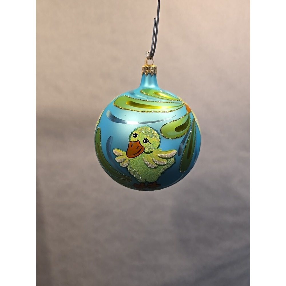 Polish Glass Ornament "Simply Duckie" Globe Painted in Poland Radko Inspired